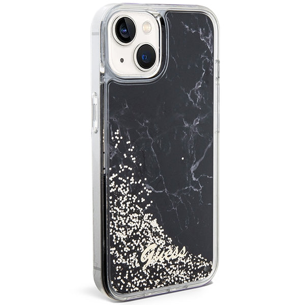 Guess Liquid Glitter Marble case for iPhone 14 - black