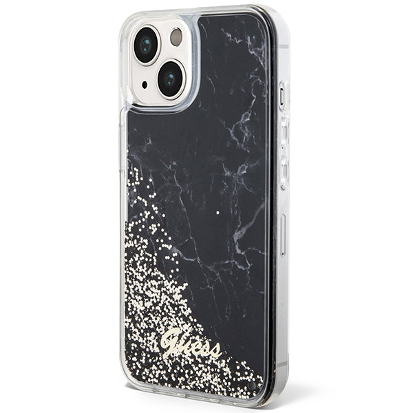 Guess Liquid Glitter Marble case for iPhone 14 - black