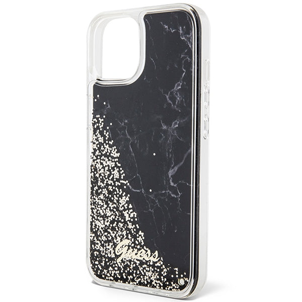 Guess Liquid Glitter Marble case for iPhone 14 - black