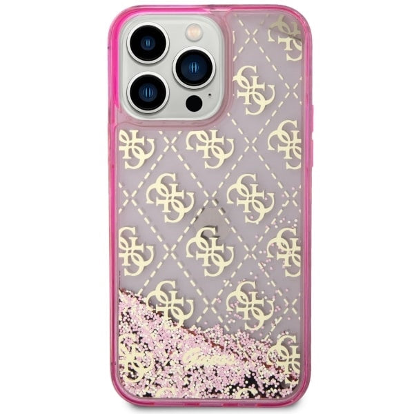 Guess GUHCP14XLC4PSGP iPhone 14 Pro Max 6.7" pink/pink hardcase Liquid Glitter 4G Transculent