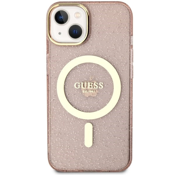 Guess GUHMP14MHCMCGP iPhone 14 Plus 6.7" pink/pink hardcase Glitter Gold MagSafe