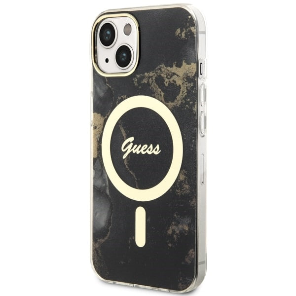 Guess GUHMP14MHTMRSK iPhone 14 Plus 6.7" black/black hardcase Golden Marble MagSafe