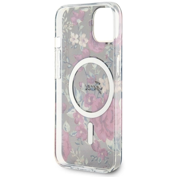 Guess Flower MagSafe case for iPhone 14 - green