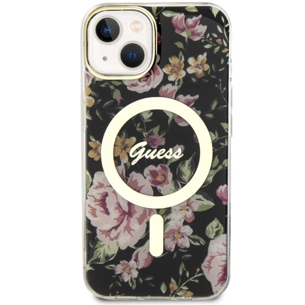 Guess Flower MagSafe case for iPhone 14 - black