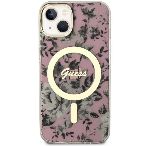Guess Flower MagSafe case for iPhone 14 - pink