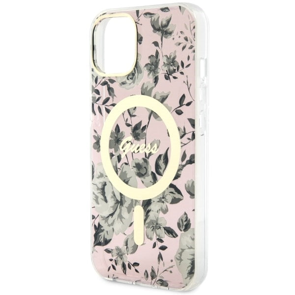 Guess Flower MagSafe case for iPhone 14 - pink