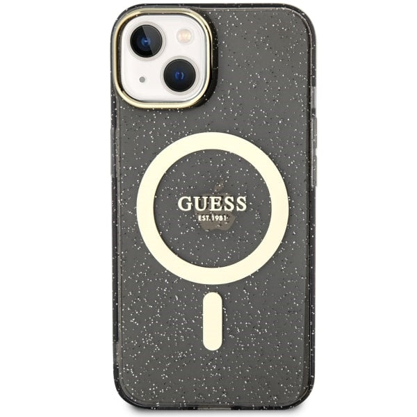 Guess Glitter Gold MagSafe case for iPhone 14 - black
