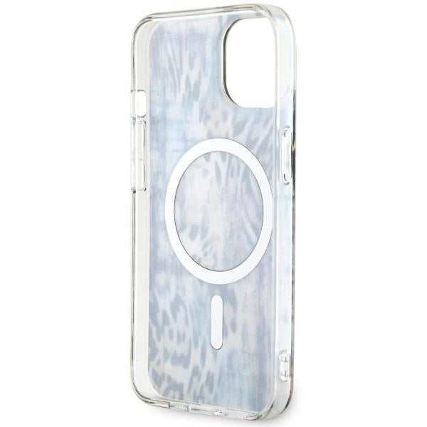 Guess Leopard MagSafe case for iPhone 14 - blue