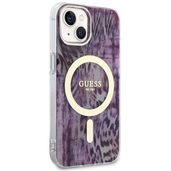 Guess Leopard MagSafe case for iPhone 14 - pink