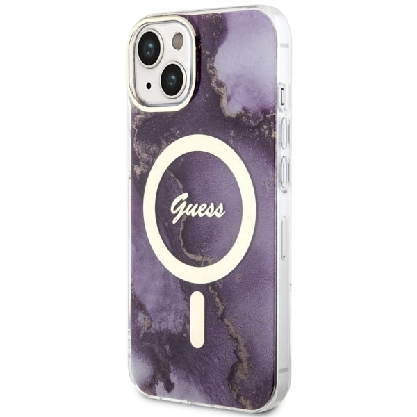 Guess GUHMP14SHTMRSU iPhone 14 6.1" purple/purple hardcase Golden Marble MagSafe