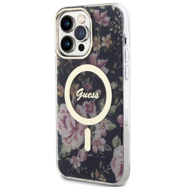 Guess GUHMP14XHCFWSK iPhone 14 Pro Max 6.7" black/black hardcase Flower MagSafe
