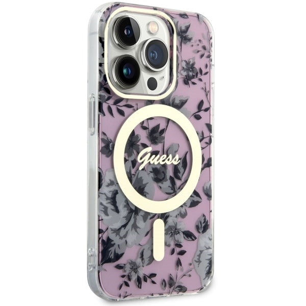 Guess GUHMP14XHCFWSP iPhone 14 Pro Max 6.7" pink/pink hardcase Flower MagSafe
