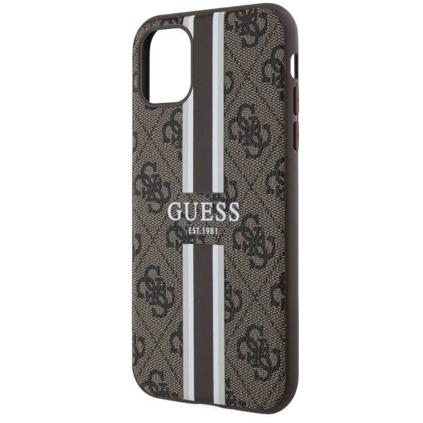 Guess GUHMN61P4RPSW iPhone 11 / Xr brown/brown hardcase 4G Printed Stripes MagSafe