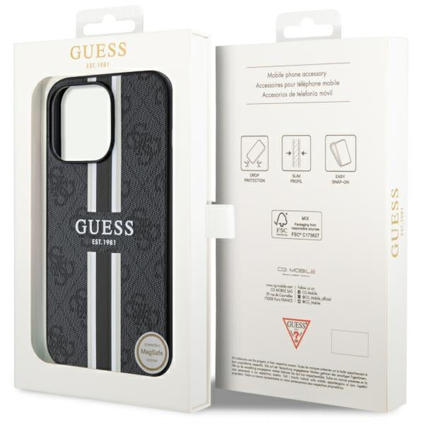 Guess GUHMP13XP4RPSK iPhone 13 Pro Max 6.7" black/black hardcase 4G Printed Stripes MagSafe