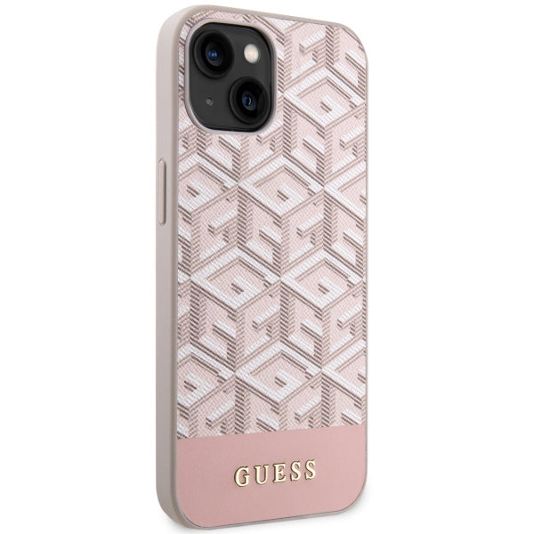 Guess GUHMP14MHGCFSEP iPhone 14 Plus 6.7" pink/pink hard case GCube Stripes MagSafe