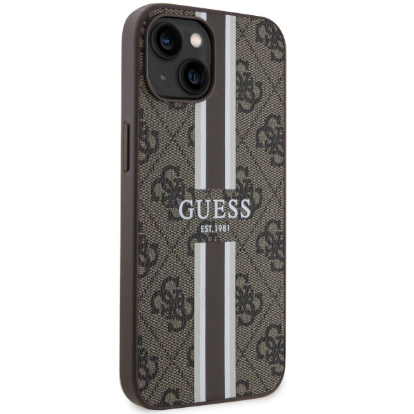 Guess GUHMP14MP4RPSW iPhone 14 Plus 6.7" brown/brown hardcase 4G Printed Stripes MagSafe