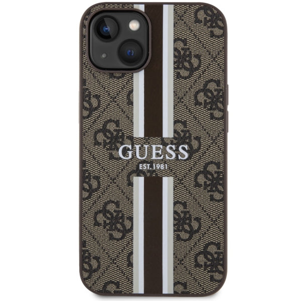 Guess GUHMP14SP4RPSW iPhone 14 6.1" brown/brown hardcase 4G Printed Stripes MagSafe
