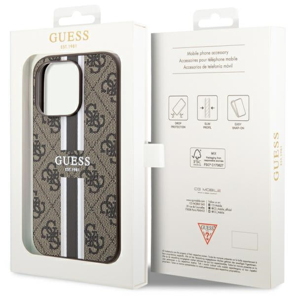 Guess GUHMP14XP4RPSW iPhone 14 Pro Max 6.7&quot; brown/brown hardcase 4G Printed Stripes MagSafe