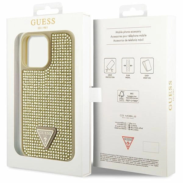 Guess GUHCP14XHDGTPD iPhone 14 Pro Max 6.7" gold/gold hardcase Rhinestone Triangle