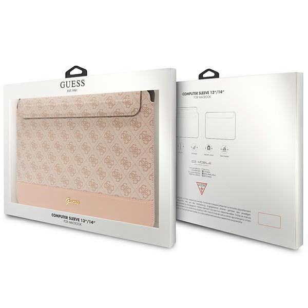 Guess 4G Stripe Metal Logo case for a 14" laptop - pink