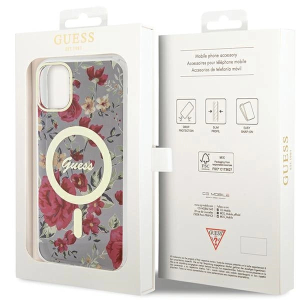 Guess GUHMN61HCFWSA iPhone 11 / Xr 6.1" green/khaki hardcase Flower MagSafe