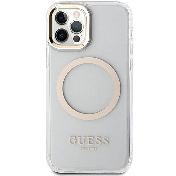 Guess Metal Outline Magsafe case for iPhone 12 / iPhone 12 Pro - gold