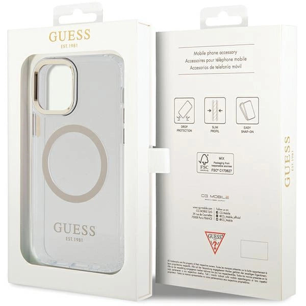 Guess Metal Outline Magsafe case for iPhone 12 / iPhone 12 Pro - gold