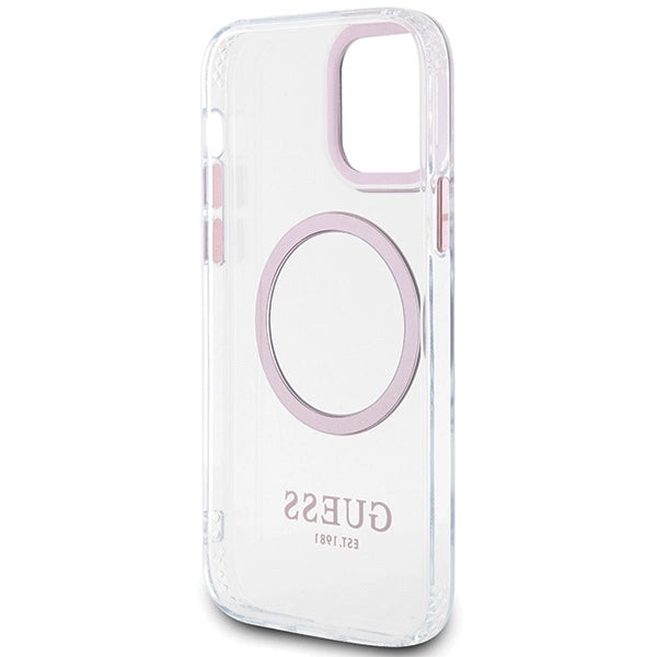 Guess Metal Outline Magsafe case for iPhone 12 / iPhone 12 Pro - pink