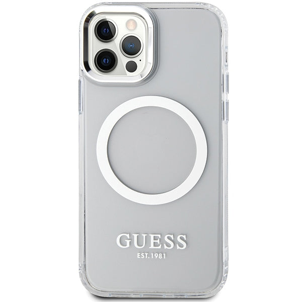 Guess Metal Outline Magsafe case for iPhone 12 / iPhone 12 Pro - silver
