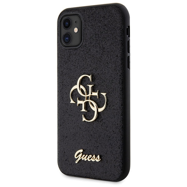 Guess GUHCN61HG4SGK case for iPhone 11 / Xr - black Glitter Script Big 4G