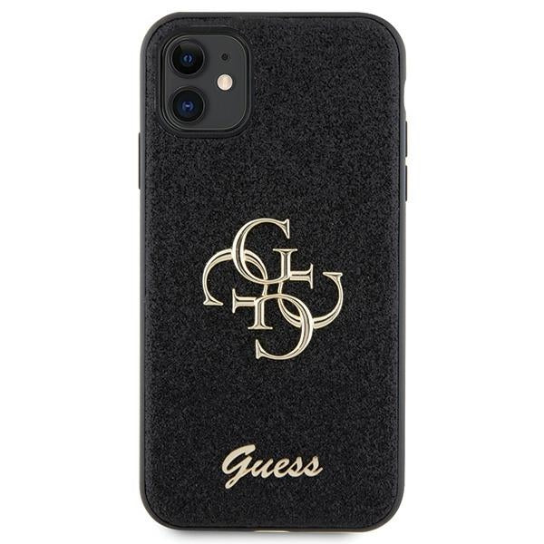Guess GUHCN61HG4SGK case for iPhone 11 / Xr - black Glitter Script Big 4G