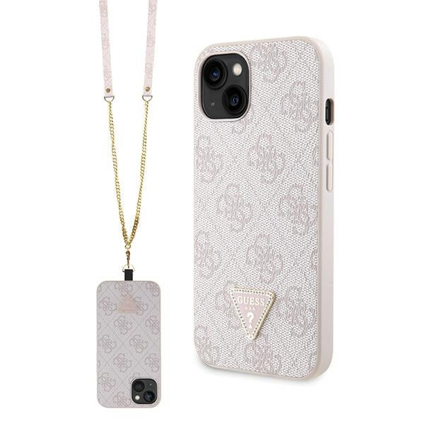 Guess GUHCP14XP4TDSCPP case for iPhone 14 Pro Max 6.7" - pink Crossbody 4G Metal Logo