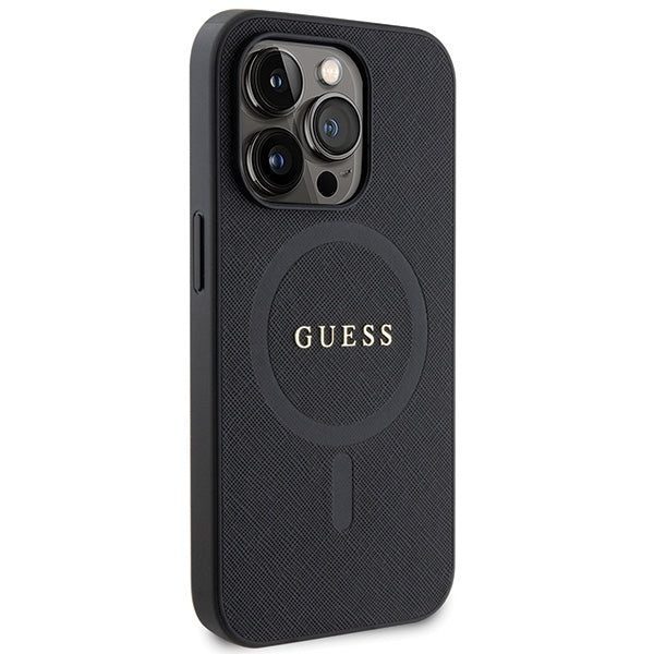 Guess GUHMP14LPSAHMCK case for iPhone 14 Pro - black Saffiano MagSafe