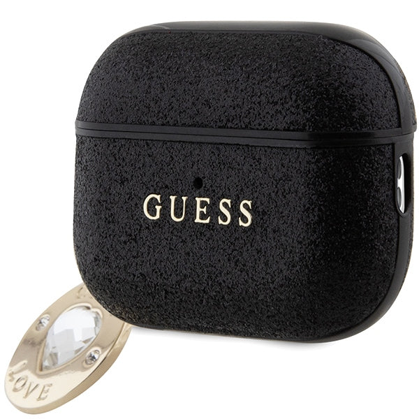 Guess GUAP2PGEHCDK case for AirPods Pro 2 cover - black Fixed Glitter Heart Diamond Charm