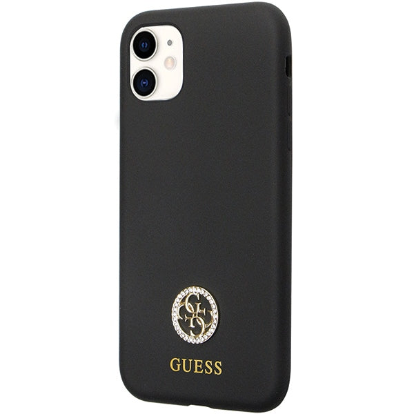 Guess GUHCN614DGPK Case for iPhone 11 / Xr - Black Silicone Logo Strass 4G