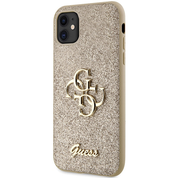 Guess GUHCN61HG4SGD case for iPhone 11 / Xr - gold Glitter Script Big 4G