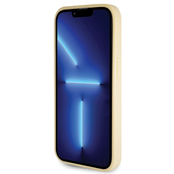 Guess GUHCP14LHG4SGD case for iPhone 14 Pro - gold Glitter Script Big 4G