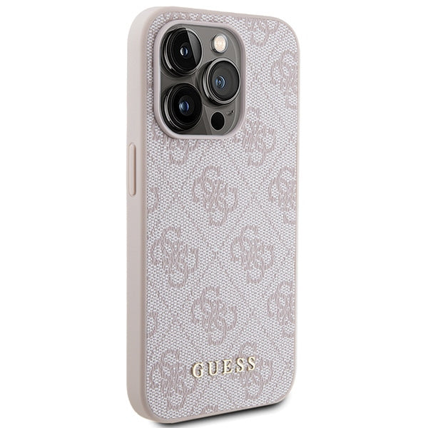 Guess 4G Metal Gold Logo case for iPhone 15 Pro - pink