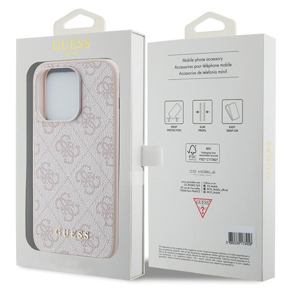 Guess 4G Metal Gold Logo case for iPhone 15 Pro - pink