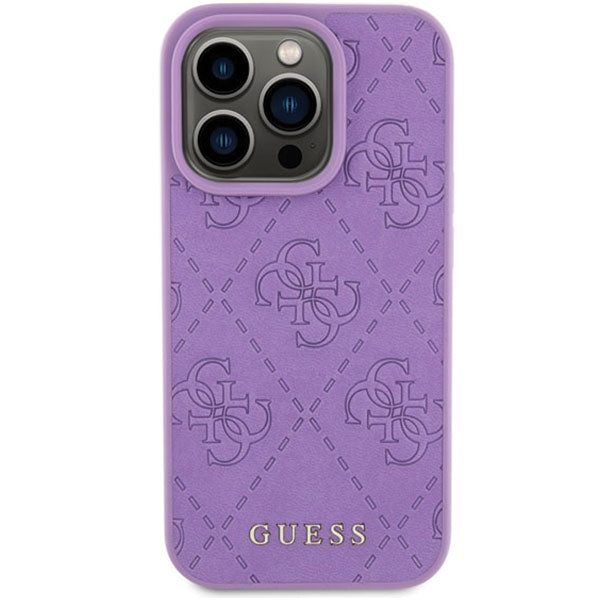 Guess Leather 4G Stamped case for iPhone 15 Pro - purple