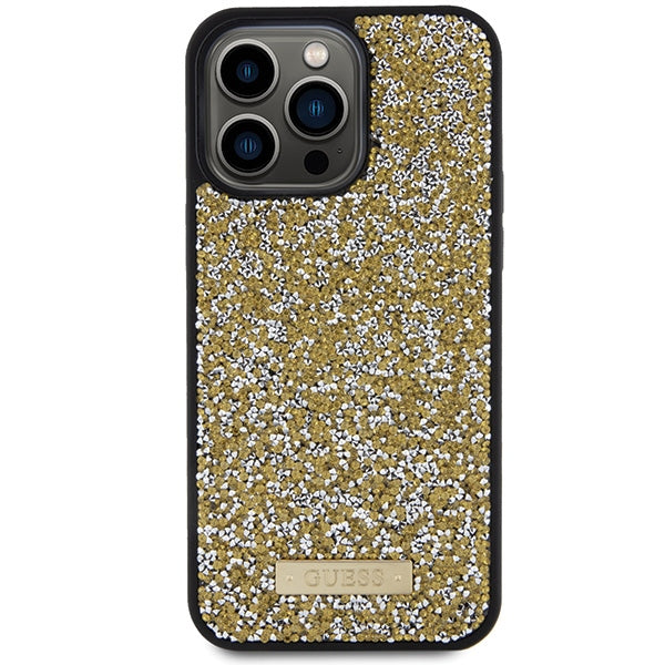 Guess Rhinestone Metal Logo case for iPhone 15 Pro - yellow