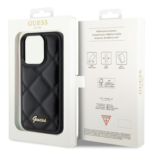 Guess Quilted Metal Logo case for iPhone 15 Pro - black