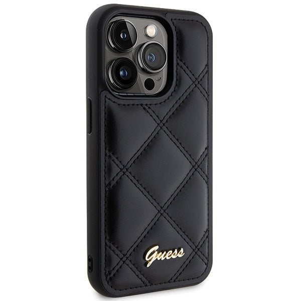 Guess Quilted Metal Logo case for iPhone 15 Pro - black
