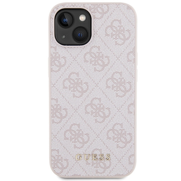 Guess 4G Metal Gold Logo case for iPhone 15 - pink