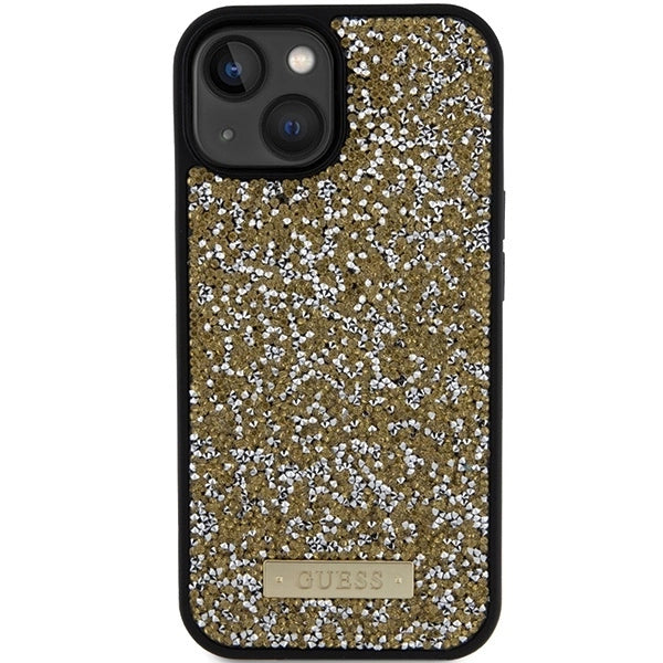 Guess Rhinestone Metal Logo case for iPhone 15 - yellow