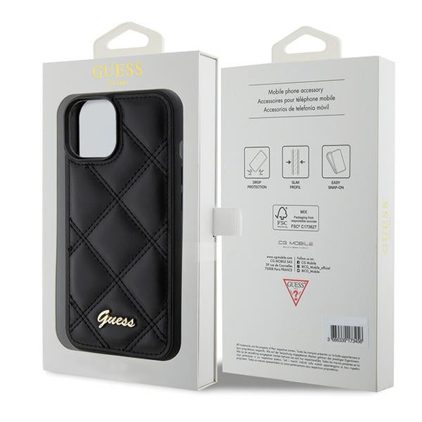 Guess Quilted Metal Logo case for iPhone 15 - black
