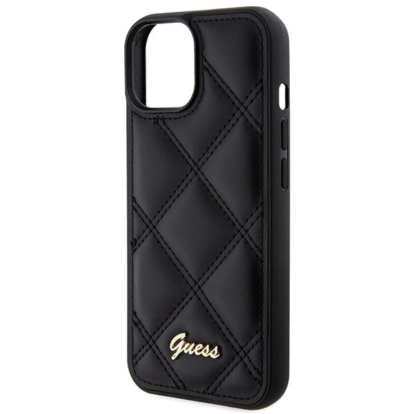 Guess Quilted Metal Logo case for iPhone 15 - black