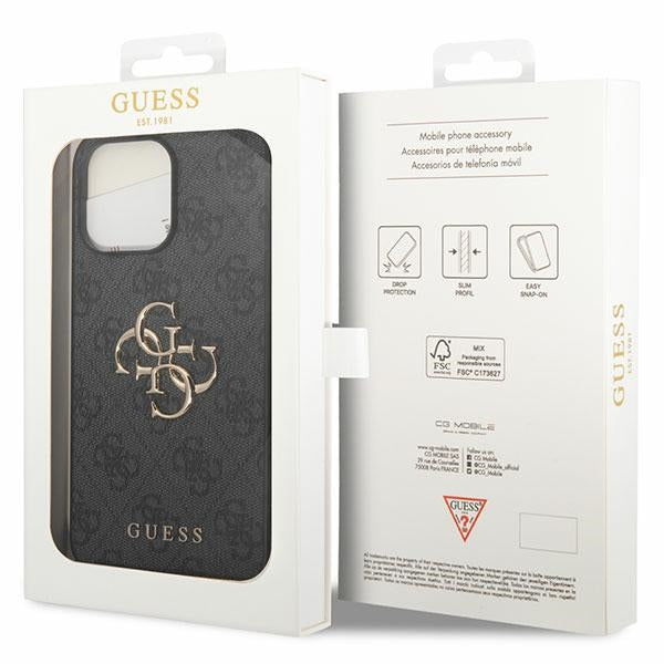 Guess 4G Big Metal Logo case for iPhone 15 Pro Max - gray