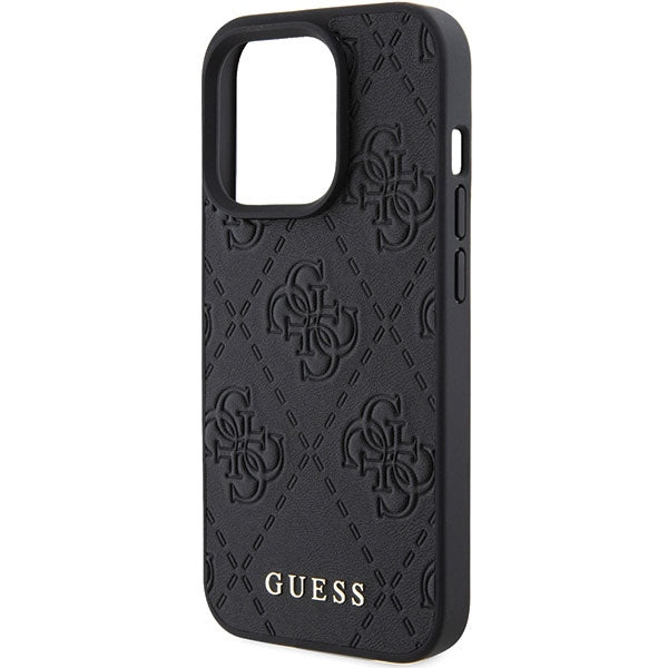 Guess Leather 4G Stamped case for iPhone 15 Pro Max - black