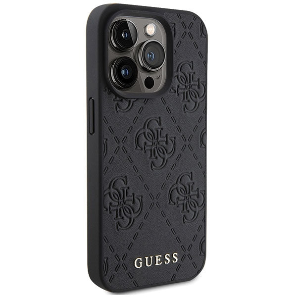Guess Leather 4G Stamped case for iPhone 15 Pro Max - black